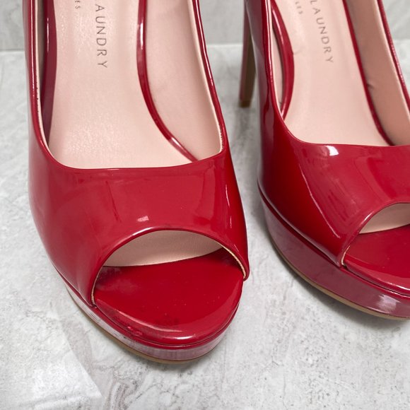 Chinese Laundry Red Patent Holliston Peep Toe Pumps Size 8 - Picture 14 of 15